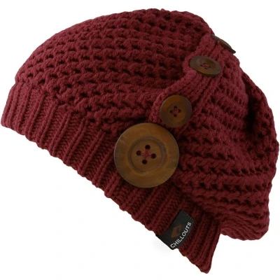 Afbeelding van Chillouts beanie muts Nelly met knopen bordeau in one size