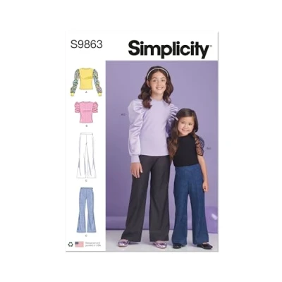 Afbeelding van SIMPLICITY SS9863K5 kinder en meisjesshirt broek K5 (7 8 10 12 14)