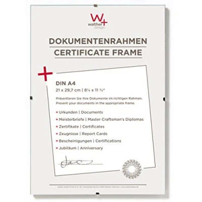 Afbeelding van walther design fotolijst ontspiegeld glas 21 x 29,7 cm (DIN A4) documentlijst frameloze schilderijhouder RB130A