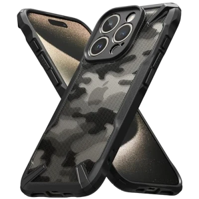 Afbeelding van Ringke Fusion X Compatibel met iPhone 15 Pro Max Case, Krasvast Schokbestendig Robuuste Bumper Hoesje Camo Black
