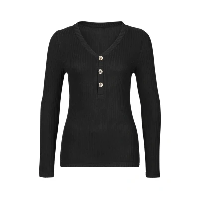 Afbeelding van Lascana Langarm Longsleeve, Dames, Maat: 44/46, Schwarz