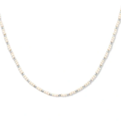 Afbeelding van zilver gerhodineerd collier bolletjes gediamanteerd en wit glas 3,0 mm 41 + 4 cm 1336373 horloge Zilverkleur 45