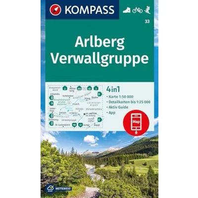 Afbeelding van Kompass WK33 Arlberg, Verwallgruppe: wandelkaart schaal 1:50.000