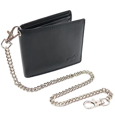 Afbeelding van portemonnee Heren met ketting Grote uitgebreid Chain Wallet Biker portefeuille zwart hunter