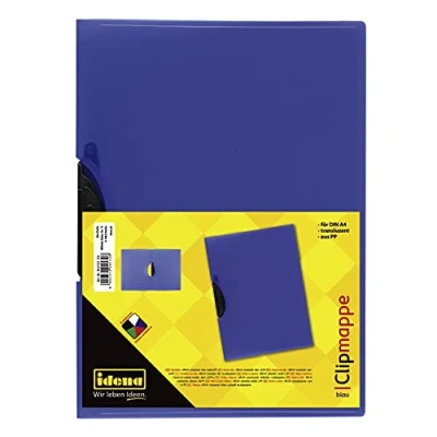 Afbeelding van Idena 304132 Clip map voor DIN A4, van polypropyleen, doorschijnend blauw, 1 stuk