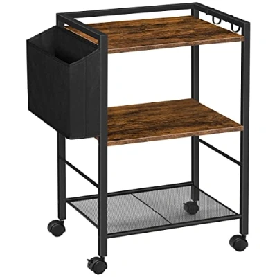 Afbeelding van HOOBRO Printtafel, printerstandaard met wieltjes, 3 niveaus printerwagen, verstelbare planken en documentenmand, 52 x 40 80,5 cm, voor kantoor thuis EBF21PS01
