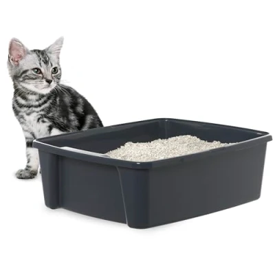 Afbeelding van Iris Ohyama, Kattenbak, Toilet, voor katten, kittens, konijnen, Gemakkelijk schoon te maken, Kunststof (PP) zonder BPA, Gemaakt in Frankrijk, CLH 12 Body, Grijs