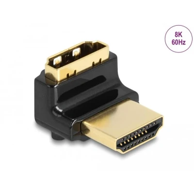 Afbeelding van Delock HDMI Adapter Stecker zu Buchse 90 oben gewinkelt 8K 60 Hz Metal