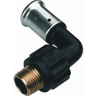 Afbeelding van Henco knie koppeling 90gr 40mm x 1 4 kunststof pers buitendraad 5pk 4007