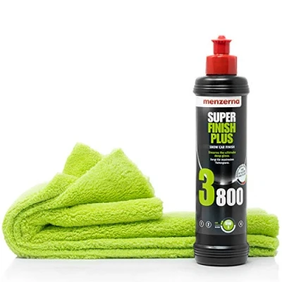 Afbeelding van detailmate Auto polijstset Autoverzorging: Menzerna Super Finish Plus Hoogglans polish 3800, 250 ml + microvezel autopolijstdoek, 40 x cm, perfect voor polijsten op autolak