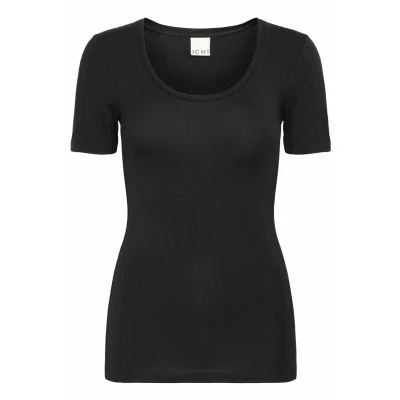 Afbeelding van ICHI Ihzola Plain SS Tshirt basic, Dames, Maat: Small, Black