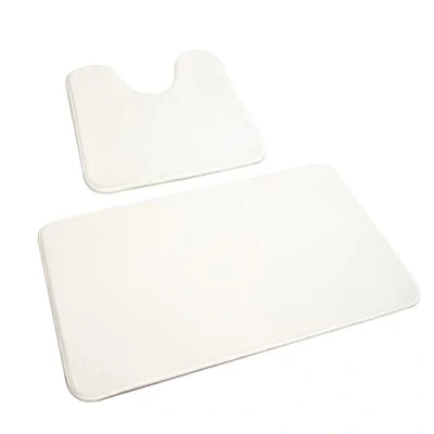 Afbeelding van Rururug Badkamermatsets 2 delige wasbare witte badmatset, microvezel, sneldrogend, antislip, voor toilet, badkamer (50 x 80 cm + 50 40 cm)