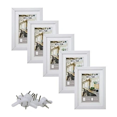 Afbeelding van Close Up Fotolijsten set 5 stuks. 13x18 cm wit Premium MDF frame, onbreekbaar plexiglas schijf met passepartout, collage