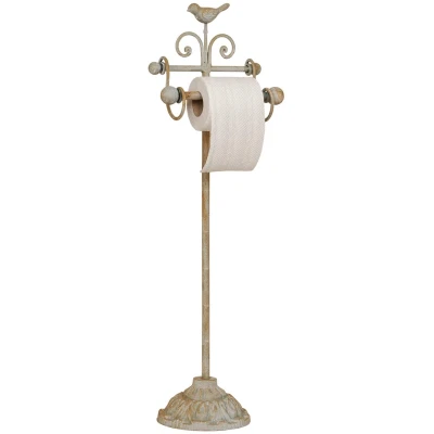 Afbeelding van Clayre &amp; Eef WC Rol houder 22x10x69 cm Beige Ijzer Vogel