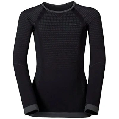 Afbeelding van Ondershirt Odlo L/S Crew Neck Evolution Warm Black Graphite Grey Maat 140