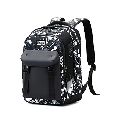 Afbeelding van Asge Schoolrugzak jongens tiener Rugzak school meisjes schooltas kinderen 5 8 klasse waterdichte tas 16 jaar geschenken voor tieners kinderen, grijs, Large,