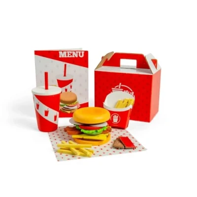 Afbeelding van Bigjigs houten burger en frietset, 48dlg.