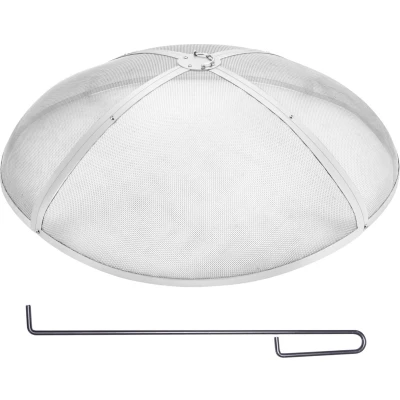 Afbeelding van VEVOR Vuurkorf vonkscherm rond 40 inch, versterkte zware stalen metalen afdekking, outdoor vuurkorfdeksel, gemakkelijk te openen bovenste schermafdekkingen, met ringhandvat voor buiten, terras,