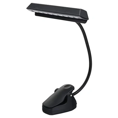 Afbeelding van Showlite Led muziekstandaard met 9 leds in serie (batterij , net of USB voeding, klemlamp, staande lamp, zwanenhals lichtdioden), zwart