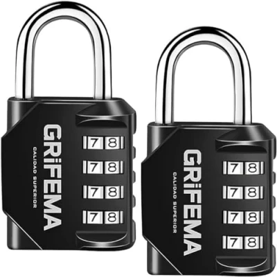 Afbeelding van GRIFEMA 2 delig 4 cijferig combinatieslot, numeriek codeslot van zinklegering, stevig, veilig, sloten voor kast, garage, poort, schuur, school, sportschool