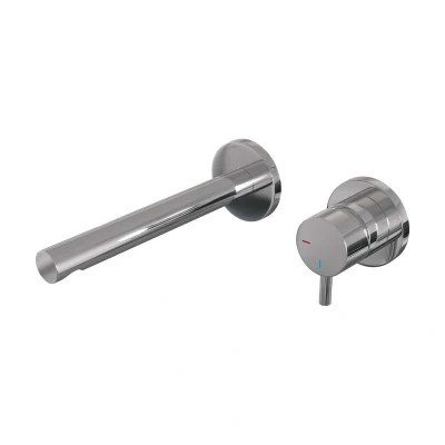 Afbeelding van Brauer Chrome Edition Wastafelmengkraan inbouw rechte uitloop links hendel kort smal model B 1 chroom