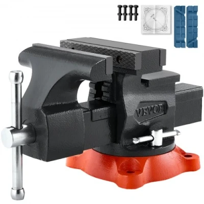 Afbeelding van VEVOR 140 mm bankschroef, multifunctionele draaibare basis van gietijzer