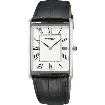 Afbeelding van Seiko SWR049P1 Horloge staal leder zilverkleurig zwart 38 mm