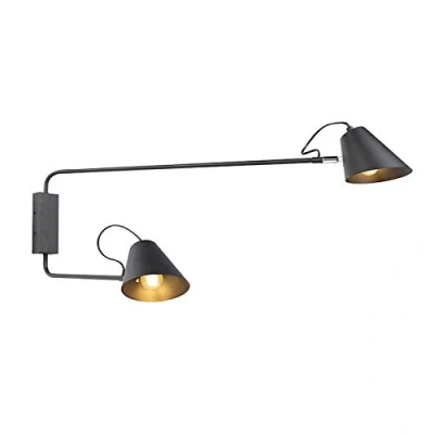 Afbeelding van QAZQA Design wandlamp zwart 2 lichts verstelbaar Lune