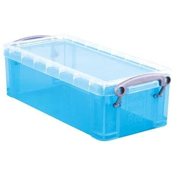 Afbeelding van Really Useful Box 0,9 Liter, Transparant Helblauw Pennenbakje