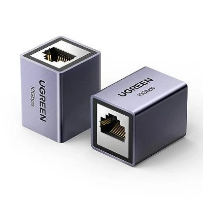 Afbeelding van UGREEN Lan Kabel Uitbreiding RJ45 Coupler 10 Gigabit Ethernet Netwerkkabel Cat7/ Cat6/ Cat5e/ Cat5（Grijs 2 stuk）