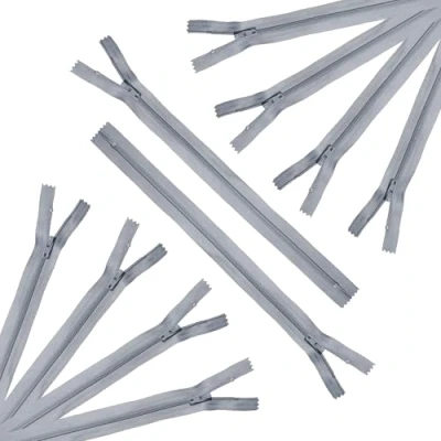 Afbeelding van Trimz 40cm ( 16&quot;) Grijs one way end stop zip met 4mm tanden x 10 stuks, polyester, 40 cm