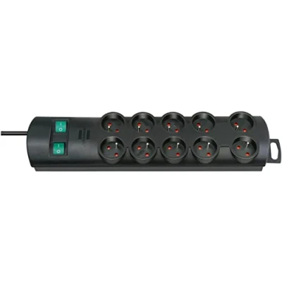 Afbeelding van Primera Line stekkerdoos 10 voudig zwart 2m H05VV F 3G1,5 de stopcontacten zijn schakelbaar per 5 *FR*