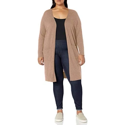 Afbeelding van Amazon Essentials Dames lichtgewicht langere lengte vest trui (verkrijgbaar in grote maten), camel, 2X