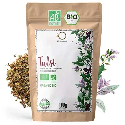 Afbeelding van ORIGEENS INFUSION Tulsi BIO 100g Deugden kruidenthee gehakte bladeren voor losse thee