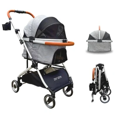 Afbeelding van Zenzee Hondenbuggy Hondenwagen Inklapbaar Grijs tot 15 kg incl Regenhoes