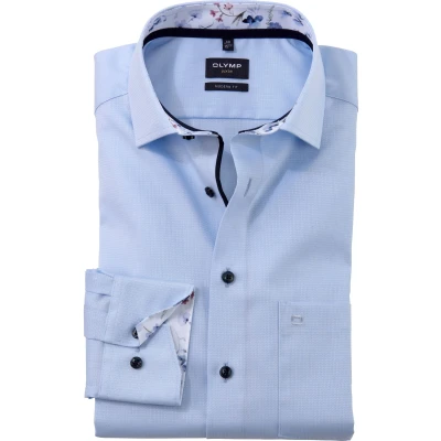 Afbeelding van OLYMP Luxor Modern Fit Overhemd blauw, Faux uni