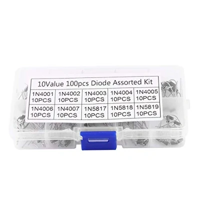 Afbeelding van Diode, 100 stuks 10Waarden gelijkrichter diodebereik Elektronische kit met lage vermogensdissipatie, hoog rendement (1N4001 1N4007 1N5817 1N5819)