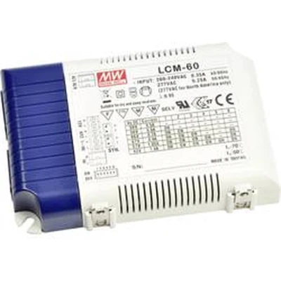 Afbeelding van Mean Well LCM 60DA LED driver Constante stroomsterkte 60 W 0.5 1.4 A 2 90 V/DC Dimbaar, PFC schakeling, Overbelastingsbescherming 1 stuk(s)