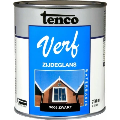 Afbeelding van Tenco TencoVerf Waterbasis Zijdeglans 0,75 ltr zwart (RAL 9005) Zijdeglansverf voor hout binnen (waterbasis)