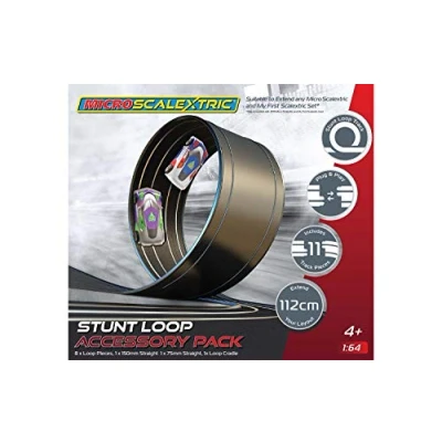 Afbeelding van Micro Scalextric Stunt uitbreidingspakket Loop accessoire Verleng uw lay out met 112 cm, inclusief 11 baanstukken, accessoires