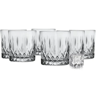 Afbeelding van Glasmark KROSNO, 280ml, Set van 6, Whisky glazen, Bourbon Gin Rum Cocktail Cut Ideaal voor thuis en restaurants, Klassieke vorm