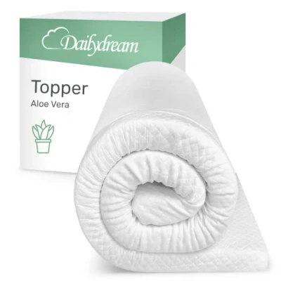 Afbeelding van Dailydream matrastopper 140 x 200 cm, traagschuim, 3,5 cm hoog, editie aloë vera, model S, gecertificeerd en ergonomisch voor ongemakkelijke matras, boxspringbed logeerbed,