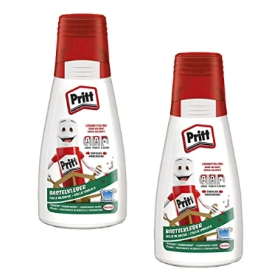 Afbeelding van Pritt knutsellijm, 2 flesjes à 100 g transparant drogende universele lijm voor thuis, school of kantoor, witte knutsellijm kinderen
