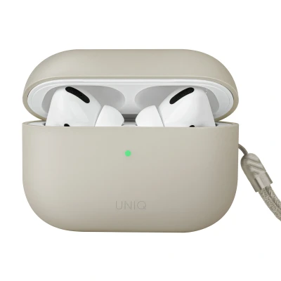 Afbeelding van Uniq Apple AirPods Pro 2 hoesje Lino Hybrid Liquid Silicone Case Beige