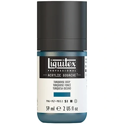 Afbeelding van Liquitex 2059561 Professional Acrylic Gouache, acrylverf met gouache eigenschappen, lichtecht, watervast 59ml Fles, Turquoise Deep