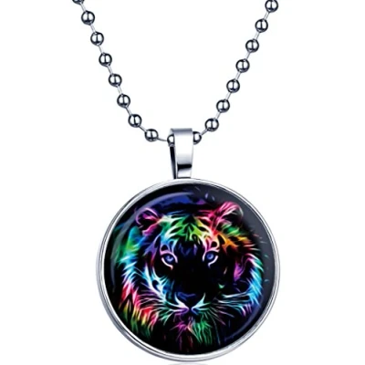 Afbeelding van Yumilok dames meisjes ketting oplichtende hanger tijger legering medaillon kettinghanger voor heren blauw licht, Metaal Hars, Geen edelsteen