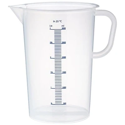 Afbeelding van neoLab maatbeker 3000 ml van polypropyleen autoclaveerbaar Melkachtige transparante kunststof 10ml schaal in blauw Onbreekbaar en vaatwasmachinebestendig met schenktuit