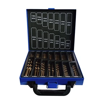 Afbeelding van Titanium gecoate 99 delige boor set/kit in metalen behuizing HSS hout metaal kunststof