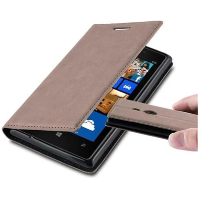 Afbeelding van Cadorabo Hoesje geschikt voor Nokia Lumia 925 in KOFFIE BRUIN Beschermhoes Case magnetische sluiting Cover