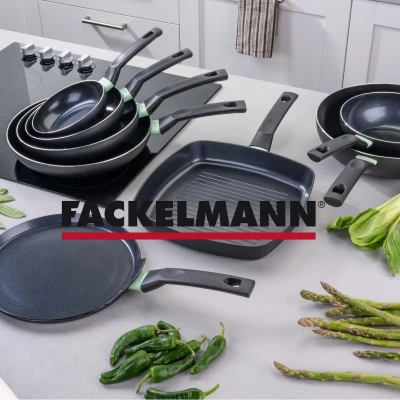 Afbeelding van Koekenpan 24 cm aluminium keramische coating antiaanbaklaag PFAS vrij Fackelmann